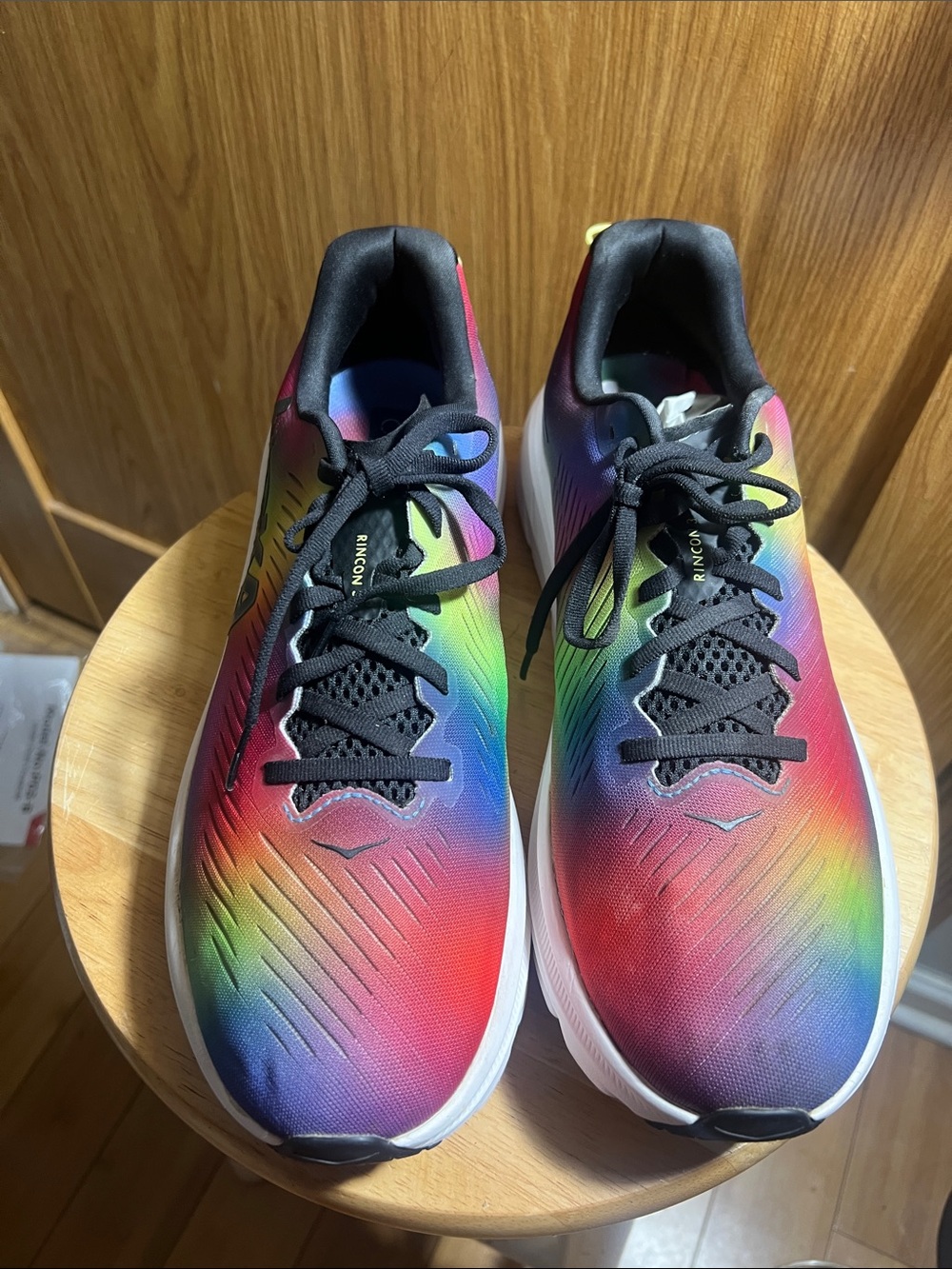 Hoka Rainbow Gradient Athletic Sneakers with Black Laces